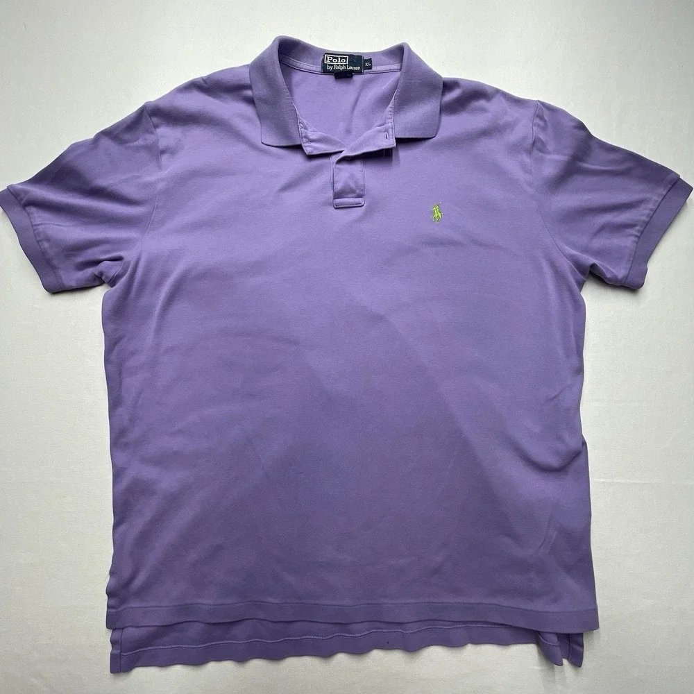 Polo Golf‎ Ralph Lauren Men's Polo Shirt XL Purple Short Sleeve Green Pony